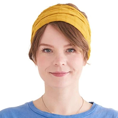 Image of CHARM Wide Headband Bandana for Women Mens Large Hair Turban Head Wraps Boho Band Mustard