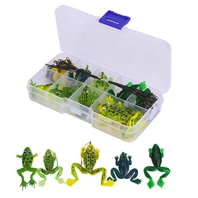 Image of 10pcs Soft Frog Fishing Bait,Artificial Bait Lure Hook Set Anti bite Wire Connector Accessories Kit