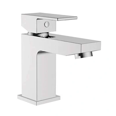 Image of Home Standard Cubix Bathroom Single Lever Chrome Mono Basin Sink Mixer Tap &amp; Waste 10 Year Guarantee
