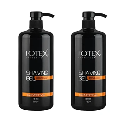 Image of TOTEX Shaving Shave Gel Sensitive Smooth Skin Cool Effect Men Care Full Body Bikini Line For Women With Pump Easy Economical Use 750 ml (Pack Of 2)