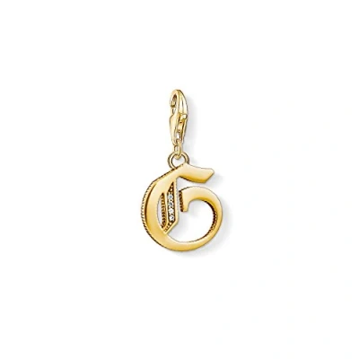 Image of Thomas Sabo Women Charm Pendant Letter A Z Club 18k Yellow Gold Plating 925 Sterling Silver, G
