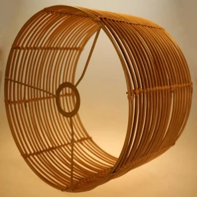 Image of Rattan lampshade Table lamp Shade Round Shades for Floor Lamps &amp; Ceiling Pendant, Wicker Replacement Light Living Rooms, Kitchen, Bedroom, Hallways Lounges