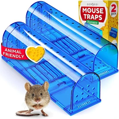 Image of Humane Mouse Traps for Indoor, Home &amp; Outdoor Pack of 2 Reusable, Catch and Release Mice No Kill, Easy Set, Safe Your Kids Pets Instantly Remove Unwanted Rodents from
