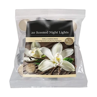 Image of PHG Fresh Scented Tealight Candle with 8 Hour Burn Time Long Lasting Set Fancy for Home Decoration Premium Quality (Vanilla and Sandalwood)