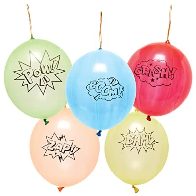 Image of Baker Ross FX734 Star Hero Punching Balloons Pack of 10, Party Bag Fillers for Kids
