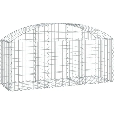 Image of vidaXL Arched Gabion Basket 150x50x60/80 cm Galvanised Iron