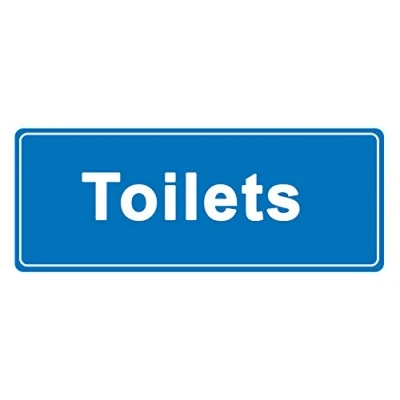 Image of 2 x Toilets in blue Information Sign Removable Self Adhesive Waterproof Durable Vinyl Label Sticker 225mm 106mm