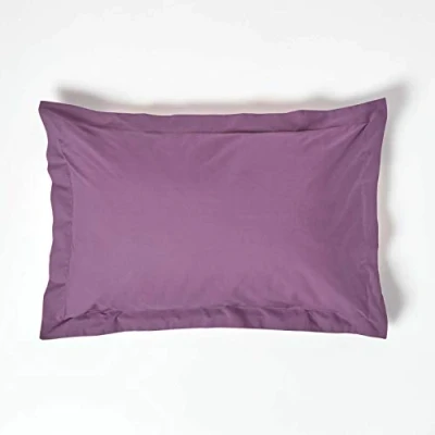 Image of HOMESCAPES Purple Grape Pure Egyptian Cotton Oxford Pillowcase Standard Size 200 TC 400 Thread Count Percale Equivalent Pillow Case