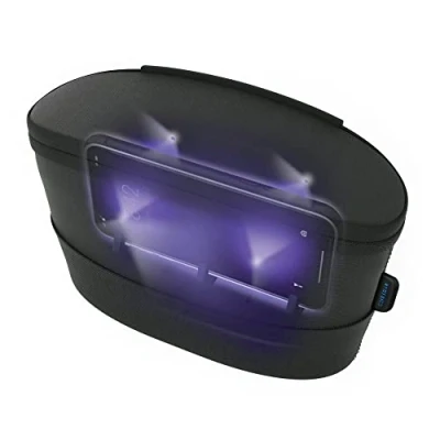 Image of HoMedics UV Clean Portable Sanitiser Bag, Eliminate up to 99.9% of Bacterial Germs &amp; Viruses, Portable, Ultra Fast, UVC LED Steriliser for Mobile Phone, Dummy, Retainer, Glasses, Chemical Free Black
