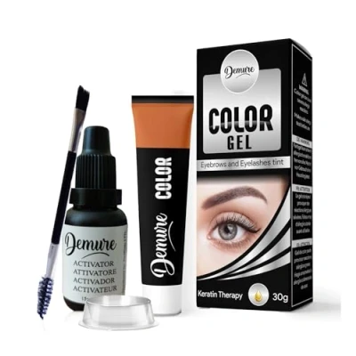 Image of Demure Color Gel Eyebrow and Eyelash tint 30g, Lash Brow Dye Kit with Keratin Complex, delivering optimal strength, shine color, up to 20 applications (1.0 Black)