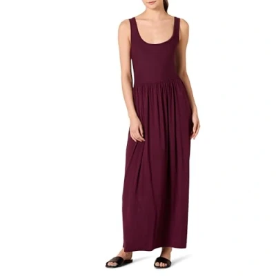 Image of Amazon Essentials Women&#039;s Waisted Maxi Dress (Available in Plus Size), Burgundy, XXL