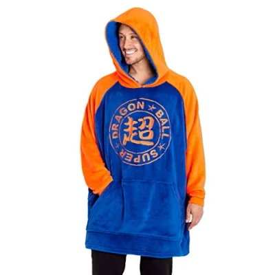 Image of Dragon Ball Z Oversized Hoodie Blanket for Men, Anime Mens Hoodies (Blue/Orange)