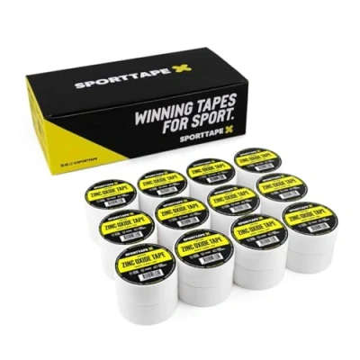 Image of SPORTTAPE Zinc Oxide Tape Box of 24 Rolls 2.5cm x 10m Wrist &amp; Finger Boxing Tape, Hand Wrap Sports Strapping Athletic for Football, Rowing, Volleyball