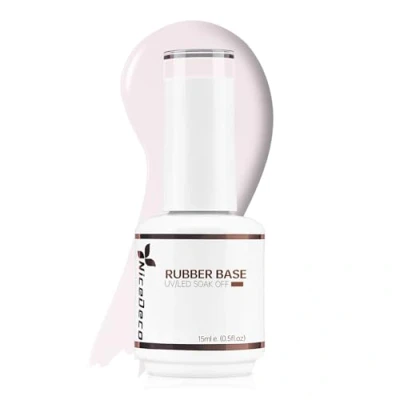 Image of Nicedeco 4 In 1 Rubber Base Gel For Nails, Hema Free Clear Sheer Color Nail Polish UV LED Soak Off, Elastic Strengthen Enhance Coat 004
