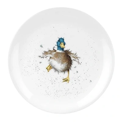 Image of Portmeirion Home &amp; Gifts Wrendale Coupe Plate Waddle and a Quack (Duck), Bone China, Multi Coloured, 20.7 x 1 cm