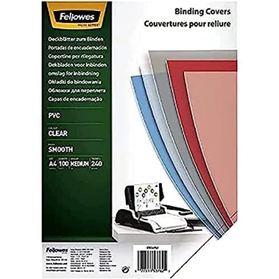 Image of Fellowes A4 Binding Cover 240 Microns PVC Covers Pack of 100 Transparent