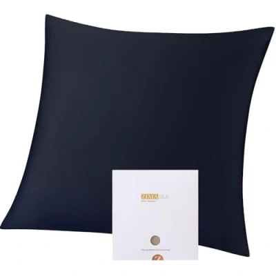Image of ZIMASILK 100% Mulberry Silk Pillowcase for Hair and Skin,Both Sides 19 Momme Silk, 1pc (80x80 cm, Navy Blue)