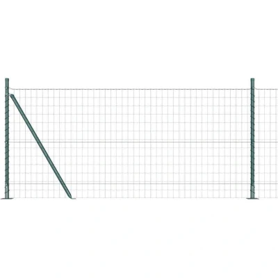Image of vidaXL Euro Fence with 7 Flanged Posts 1x10 m Galvanised Steel