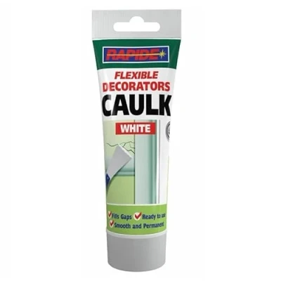 Image of Flexible Decorators Caulk for Filling Gaps and Cracks, Smooth &amp; Permanent, White, 250ml (Caulk)