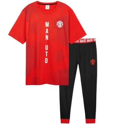 Image of Manchester United F.C. Mens Pyjamas Set, Cotton Loungewear Man Gifts (Red/Black, 3XL)