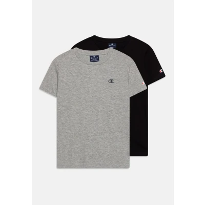 Image of Champion Boy&#039;s Legacy Basics B S 2 Pack Crewneck T Shirt, Black/Light Grey Melange, 3 4 Years (Pack of 2)