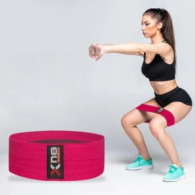 Image of XN8 Fabric Resistance Bands Exercise Loops Booty Non Slip Workout Band Set for Hips Glutes Legs Butt Fitness Yoga Pilates (Pink, L)