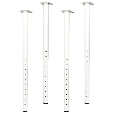 Image of QLLY Adjustable Round Desk Leg, 60 100cm / 24 40 inch, Home Office DIY Metal Table Furniture Leg Set (4, White)