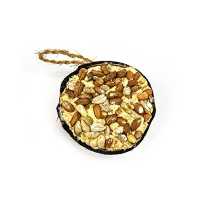 Image of Chubby Suet Half Filled Coconuts Topped with Peanuts, Bird Feeder Coconut Halves, for Wild Birds, Shell Birds Food, Blackbirds, Woodpeckers, Starlings &amp; Sparrows (1 Pack)