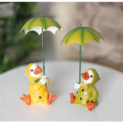 Image of Garden Mile Duck with Umbrella Outdoor Ornaments Novelty Sitting Standing Patio Decorations Figurines Statues Sculpture Waterproof Weatherproof, (2 Ducks)