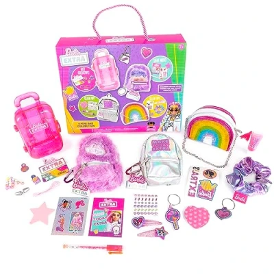 Image of Barbie 4 x Mini Bag Collection With Hair Clips, Lip Gloss, Nail Stickers, Notebook And Stationery Accessories Backpack Toys Cute