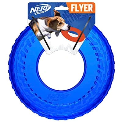 Image of Nerf Dog 10in Enhanced Translucent TPR Tire Flyer Blue