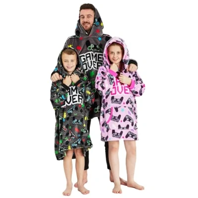 Image of JJLC Boys Mens Girls Gamer Hoodie Family Matching Mini Me Oversize (Boys Game Over, One Size)