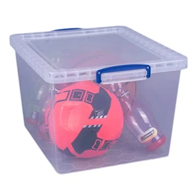 Image of Really Useful Box 33.5 Litres 18 Inch Nest with Lid 380 x 460 285 mm Clear