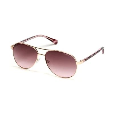 Image of Kenneth Cole New York Women&#039;s Pilot Sunglasses, Shiny Rose Gold / Gradient Brown, 60 mm