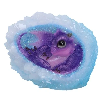Image of Nemesis Now Geode Nest (Purple) Dragonling Figurine 12.5cm, Resin, Purple/Blue, Purple in Crystal Geode, Collectable Ornament, Cast the Finest Expertly Hand Painted