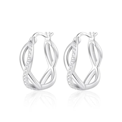 Image of Philip Jones Sterling Silver Infinity Crystal Hoop Earrings Created with Zircondia® Crystals