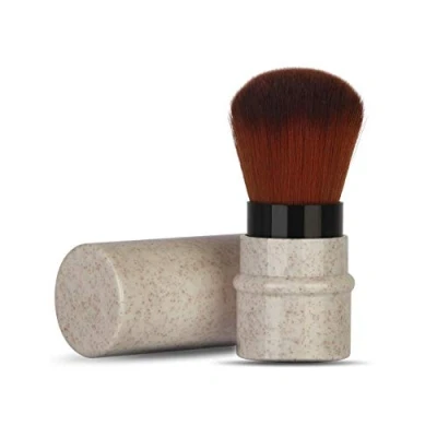 Image of Makeup Brush for Blush, Powder, Foundation, Concealer Retractable Kabuki Cap with Recycled and Sustainable Materials Cruelty Free Synthetic Taklon Bristles Travel Cosmetic Brushes(Beige(Optional))