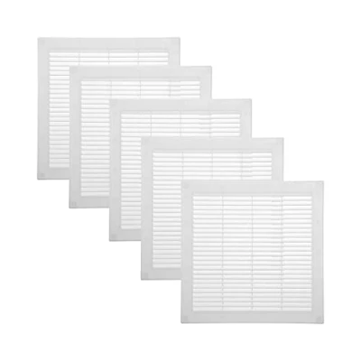 Image of Vent Systems 300 x mm / 12&#039;&#039; Inch White Soffit Cover Pack of 5 Flat Square Air Louver Grille Built in Insect Screen HVAC Vents for Bathroom, Home Office, Kitchen