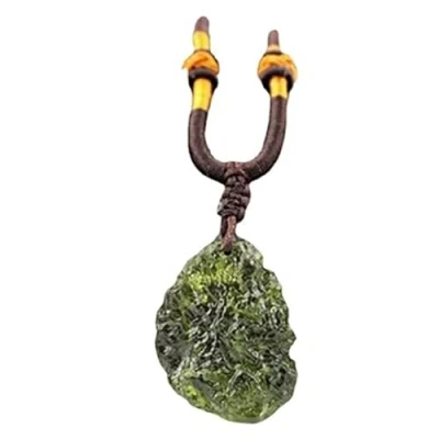 Image of UNGUGU Moldavite Crystal Necklace,Moldavite Czech Certified Meteorite Stone Silver Pendant,Irregular Shape