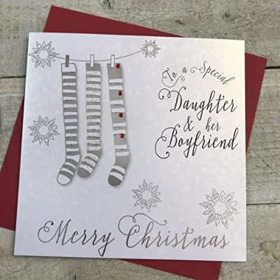 Image of DAUGHTER &amp; BOYFRIEND Handmade Christmas Card by White Cotton Cards