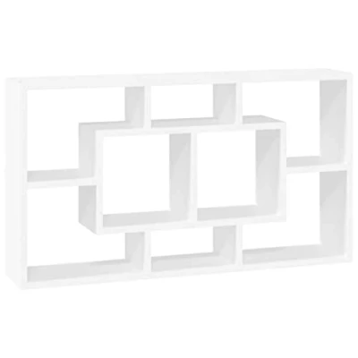 Image of vidaXL Wall Display Shelf with 8 Compartments High Gloss White Floating Bookshelf Engineered Wood Room Organizer