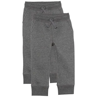 Image of Amazon Essentials Boys&#039; Fleece Jogger Sweatpants, Pack of 2, Charcoal Heather, 9 Years