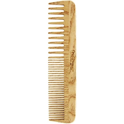 Image of TEK Large Comb with Sparse and Dense Teeth in Ash Wood Handmade Italy, for Wavy and/or Fine Hair 20 x 4.5 cm