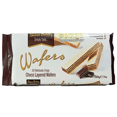 Image of Shires 150201 Bakery Chocolate Crème Layered Wafers 20pk 200g, Aluminium, White