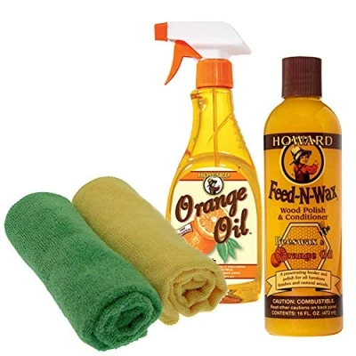 Image of Howard Feed N Wax x 1 &amp; Orange Oil (473ml) with 2 Microfibre Cloths