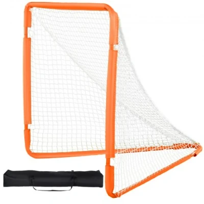 Image of VEVOR Lacrosse Goal, 4&#039; x Small Kids Net, Folding Portable Goal with Carry Bag, Iron Frame Backyard Training Equipment, Quick &amp; Easy Setup, Perfect for Youth Training, Orange