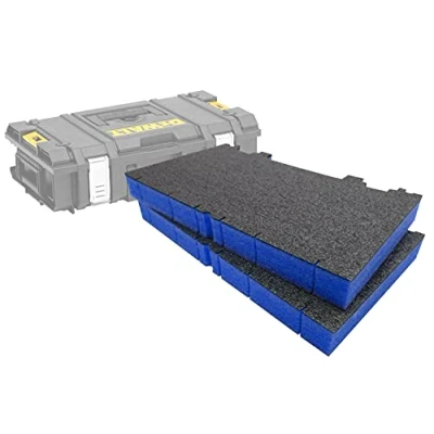Image of Shadow Foam Easy Peel Toughsystem DS150/300 Insert [Blue 50mm Twin Pack] Customisable for DeWalt Toolboxes Ideal Lean, 5S, Kaizen &amp; Custom Organisers