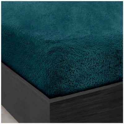 Image of GC GAVENO CAVAILIA Teddy Bear Fleece Single Fitted Sheet Bed Sheets Plain Thermal Warm Soft Cuddly Fluffy Bedding Green