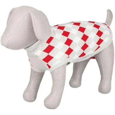 Image of Trixie Sweater Dog Clothes Pets Vest Pullover Coat Large Small Medium Dogs Accessories Pollin/White Grey Red Size M 45 cm