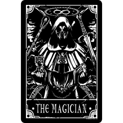 Image of Deadly Tarot The Magician Small Tin Sign Black 10 x 15cm
